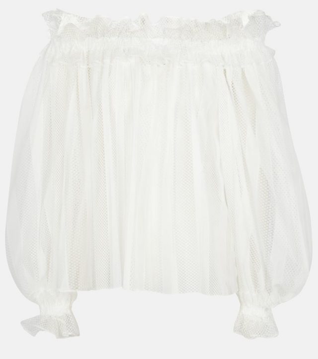 Alaïa Off-shoulder mesh blouse