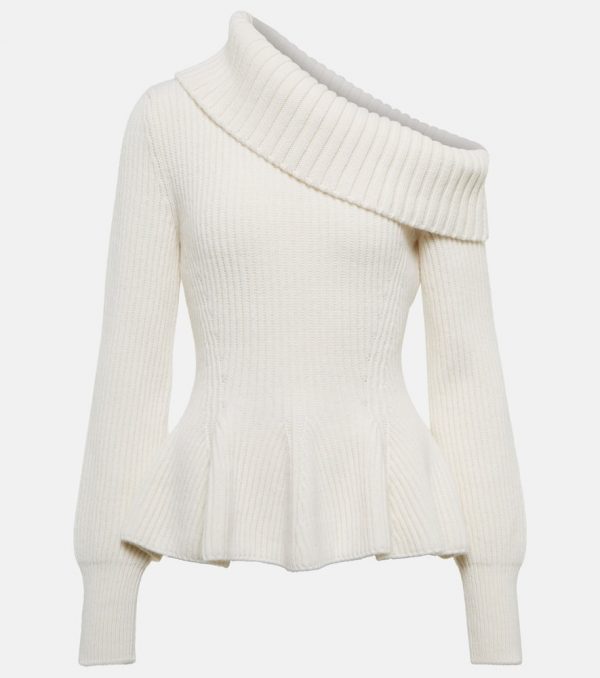 Alexander McQueen One-shoulder wool and cashmere sweater