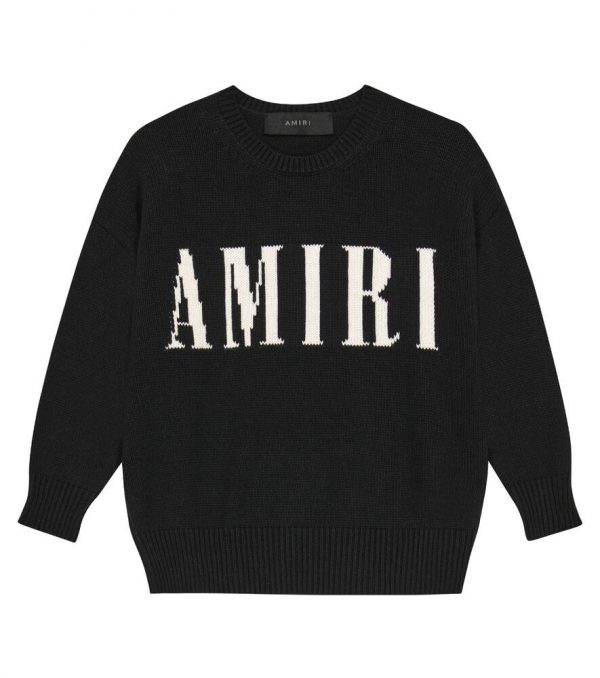 Amiri Kids Intarsia-knit cotton and cashmere sweater