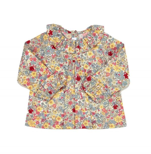 Baby Girl Fall Daisy Print Blouse - Coral Multi
