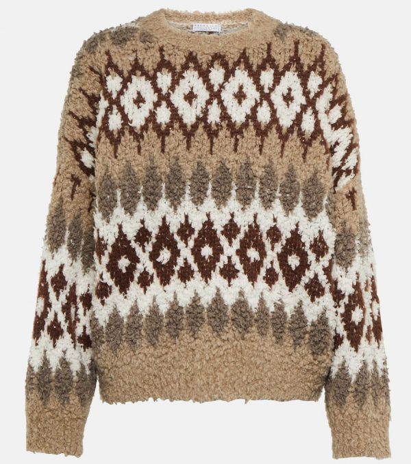 Brunello Cucinelli Intarsia cashmere-blend sweater