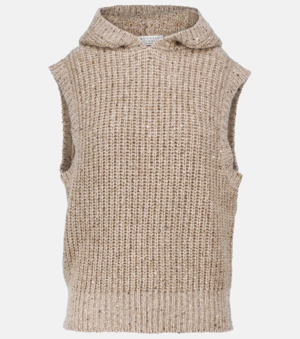 Brunello Cucinelli Sequined cashmere-blend sweater vest