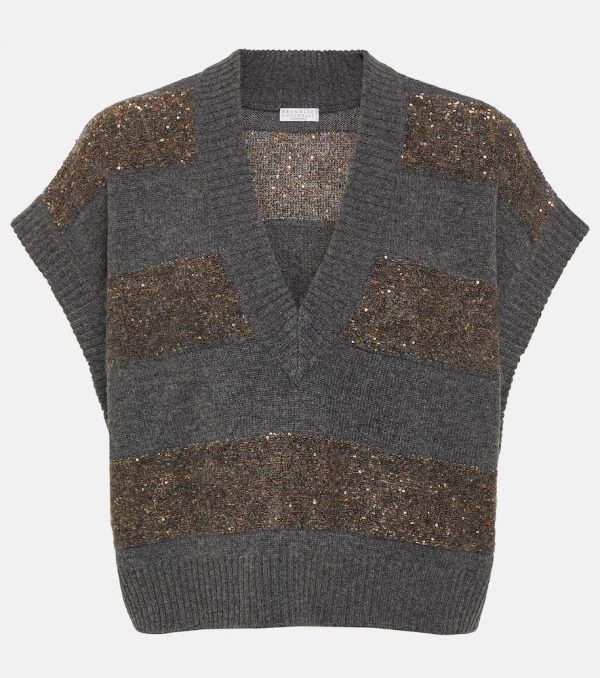 Brunello Cucinelli Wool, cashmere, and silk sweater vest