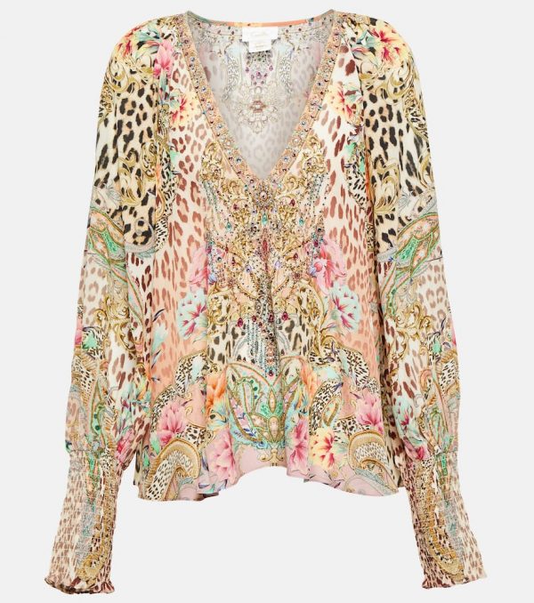 Camilla Printed silk blouse