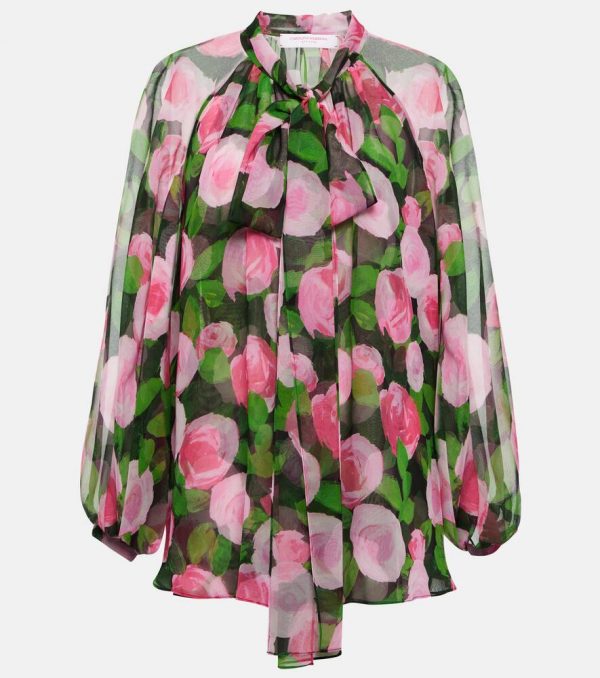 Carolina Herrera Floral silk organza blouse