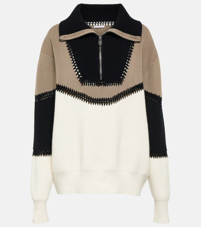 Chloé Half-zip wool and cashmere sweater