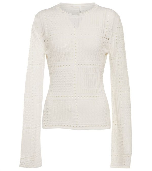 Chloé Pointelle wool, cashmere and silk sweater