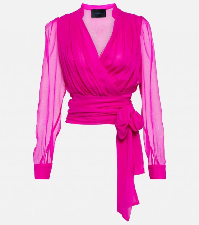 Costarellos Faye gathered silk blouse