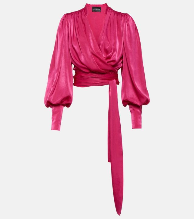 Costarellos Mouglalis wrap satin blouse