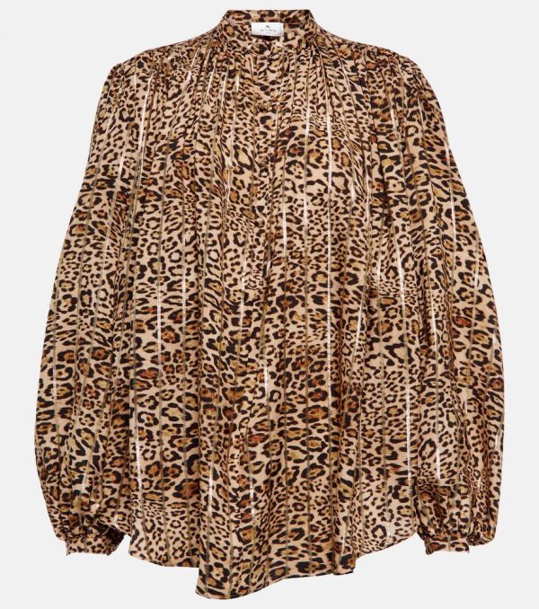 Etro Leopard-print silk blouse