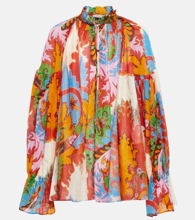 Etro Printed cotton and silk blouse