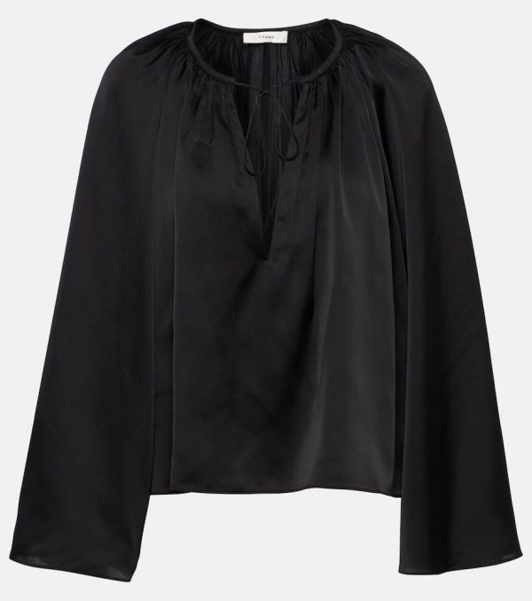 Frame Shirred mockneck blouse