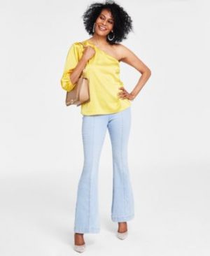 I.N.C. International Concepts Womens One Shoulder Blouse Flared Pull On Jeans Rami Pumps Created For Macys