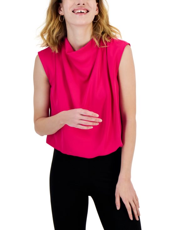 I.n.c. International Concepts Women's Sleeveless High-Neck Blouse, Created for Macy's - Pink Tutu