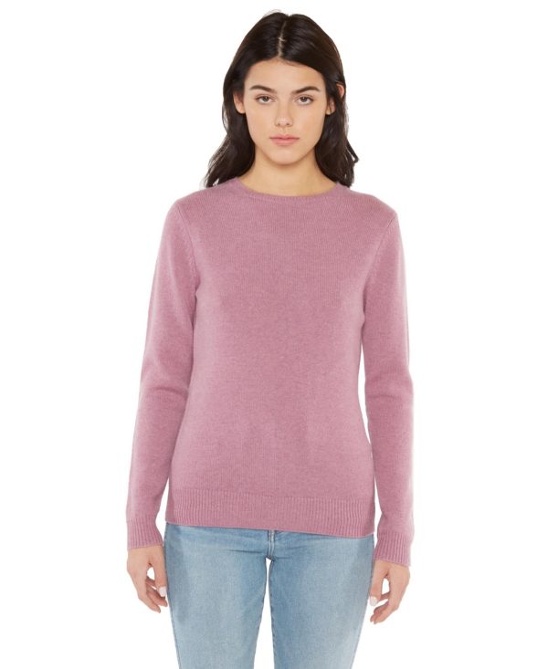 Jennie Liu 100% Pure Cashmere Extra-ply Cozy Long Sleeve Crew Neck Sweater - Mulberry heather