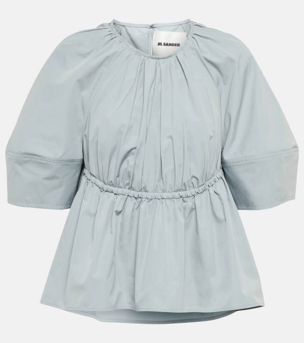 Jil Sander Gathered cotton poplin blouse