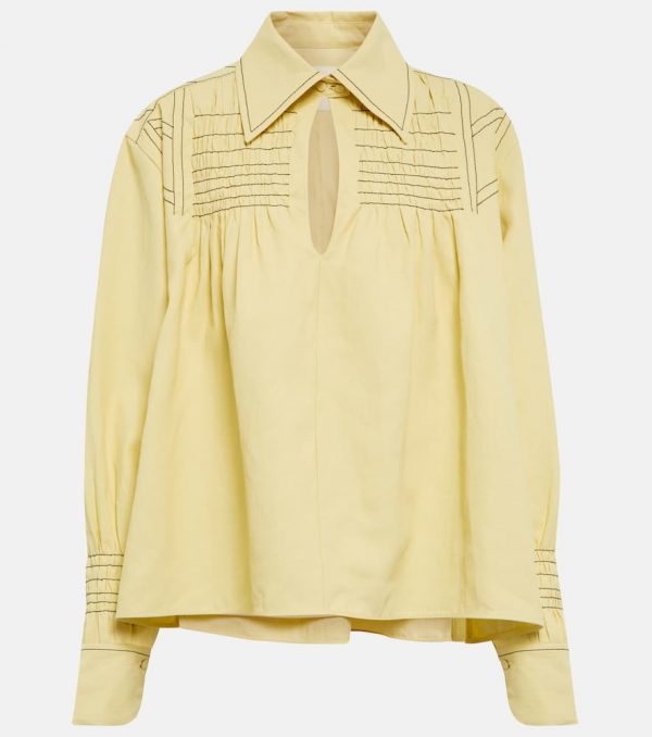 Jil Sander Shirred linen blouse