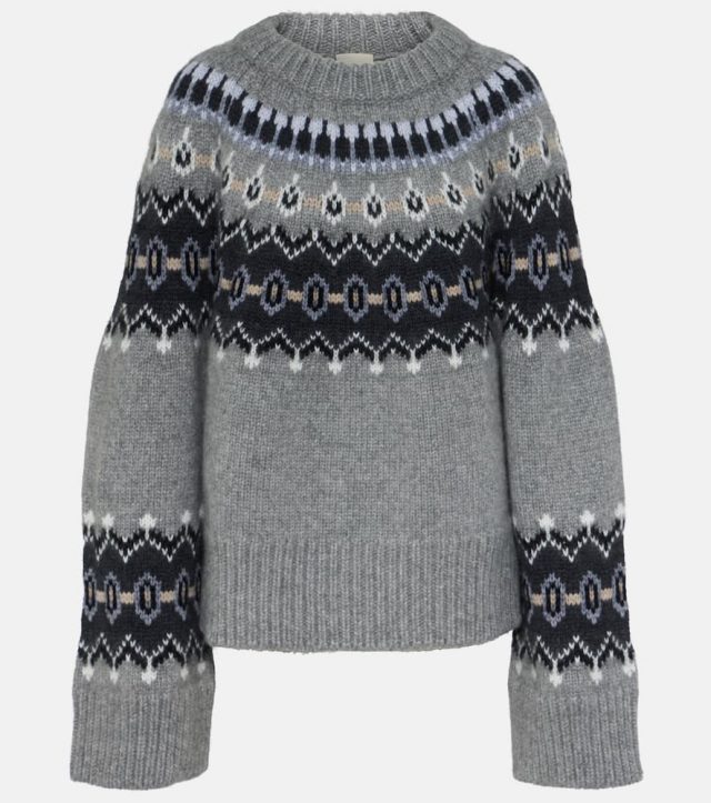 Khaite Halo intarsia cashmere and mohair sweater