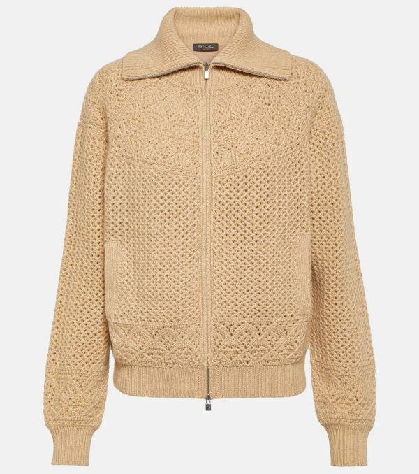 Loro Piana Crochet cashmere zip-up sweater