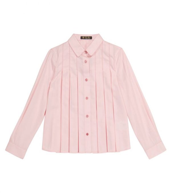 Loro Piana Kids Ambre pleated cotton and silk blouse