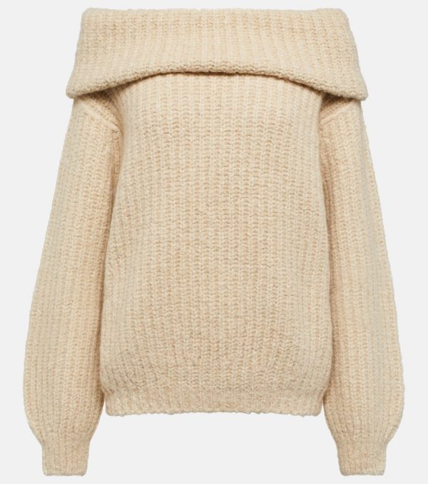 Loro Piana Ribbed-knit off-shoulder cashmere sweater