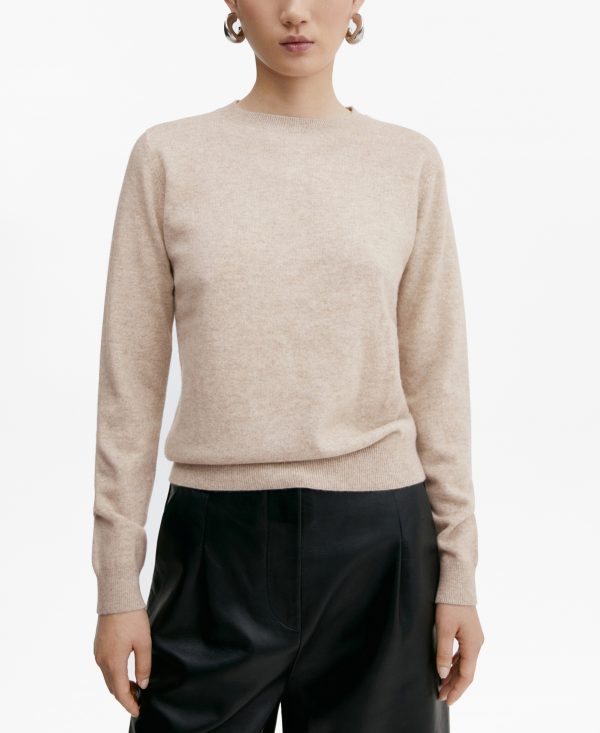 Mango Women's Cashmere Round-Neck Sweater - Light, Pastel Gray