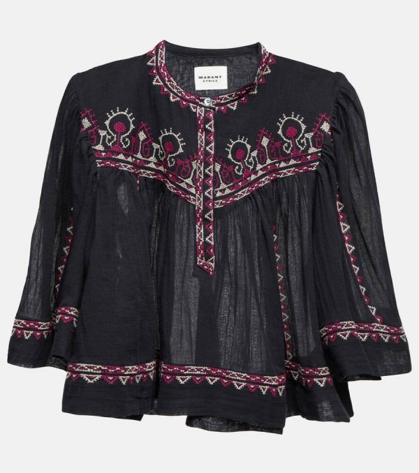Marant Etoile Juline embroidered cotton blouse