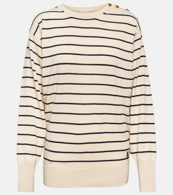 Moncler Girocollo wool, cotton, and cashmere striped sweater
