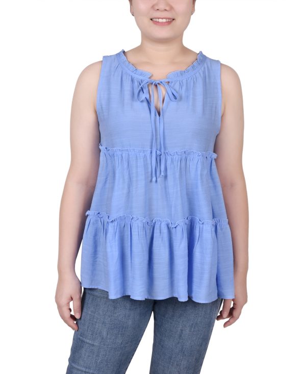 Ny Collection Petite Sleeveless Tiered Blouse - Serenity