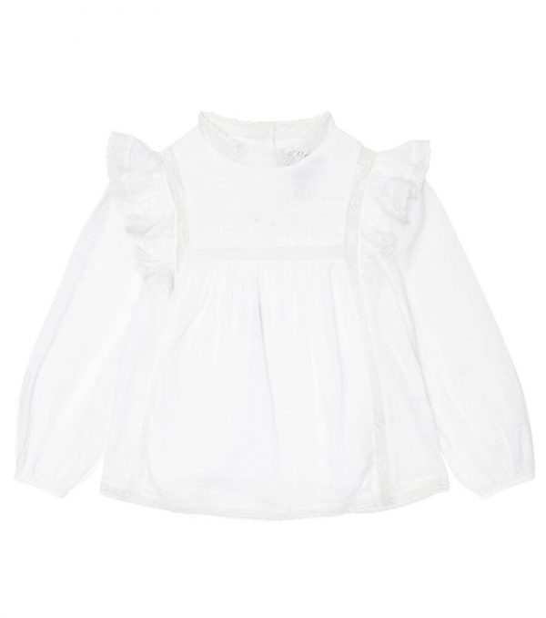 Polo Ralph Lauren Kids Lace-trimmed ruffled cotton blouse
