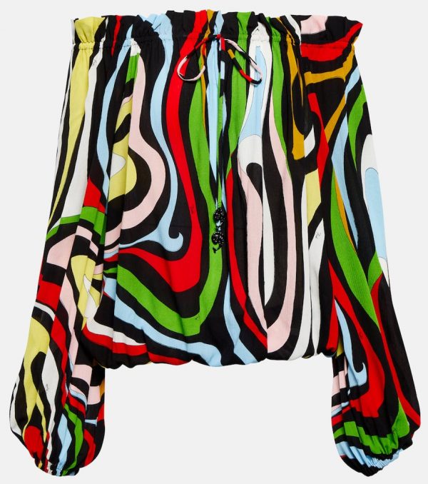 Pucci Printed off-shoulder blouse