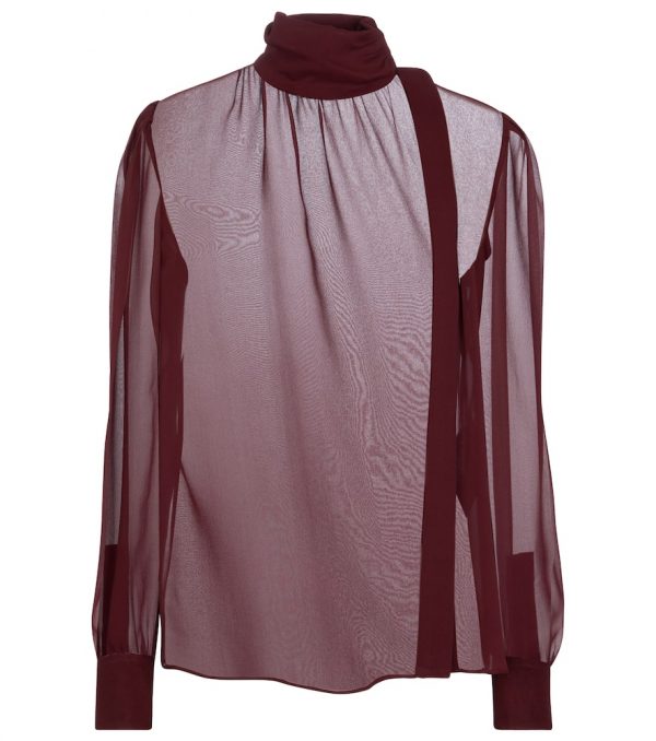Saint Laurent Sheer silk crêpe blouse