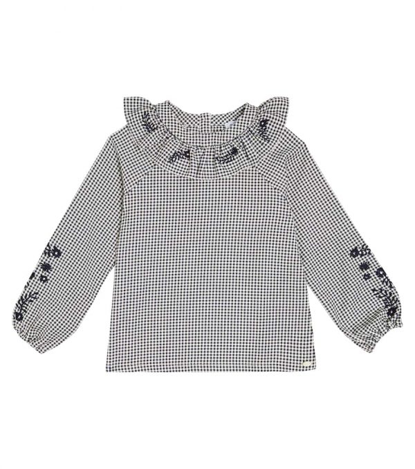 Tartine et Chocolat Embroidered checked blouse