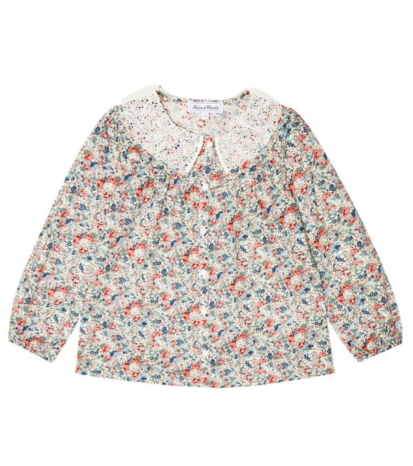 Tartine et Chocolat Lace-trimmed floral cotton blouse