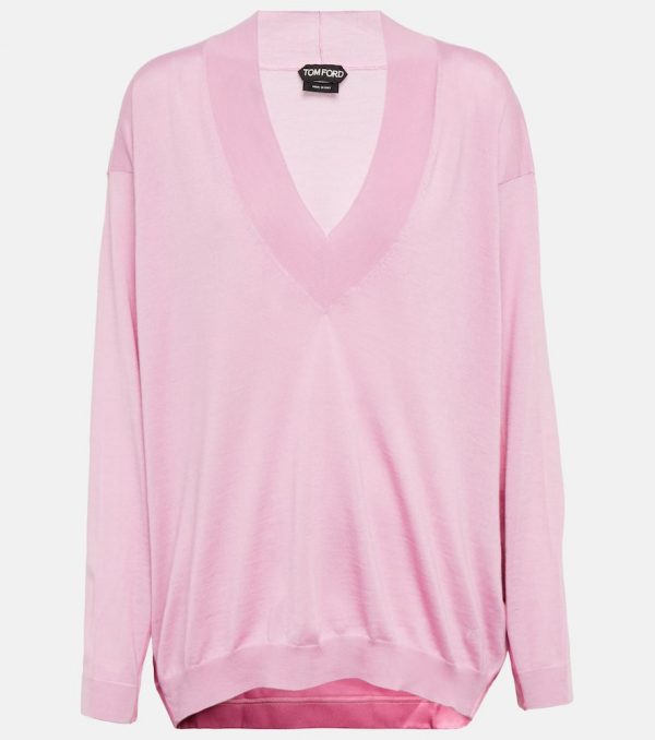 Tom Ford Paneled cashmere and silk sweater