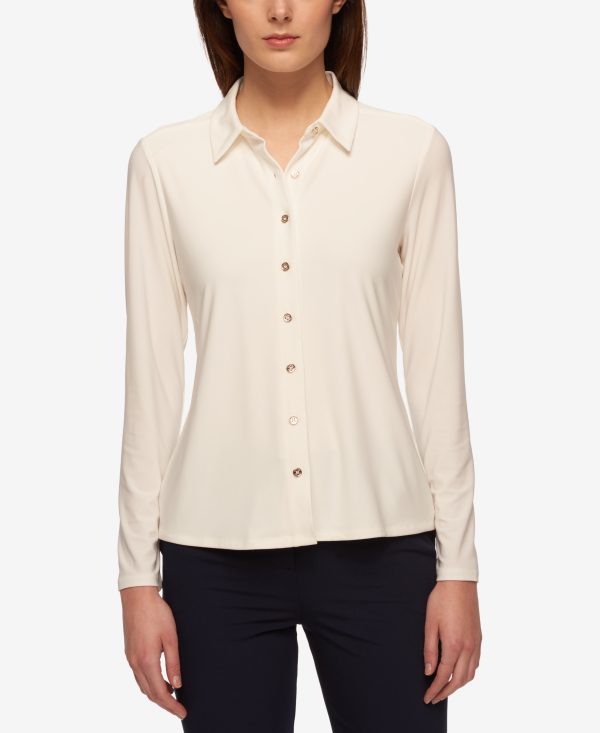 Tommy Hilfiger Women's Point-Collar Blouse - White