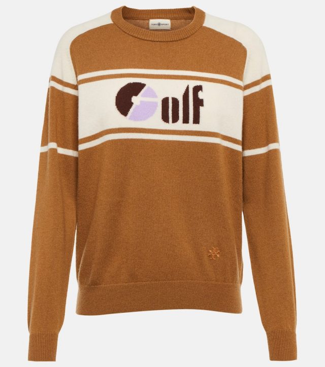 Tory Sport Intarsia cashmere sweater