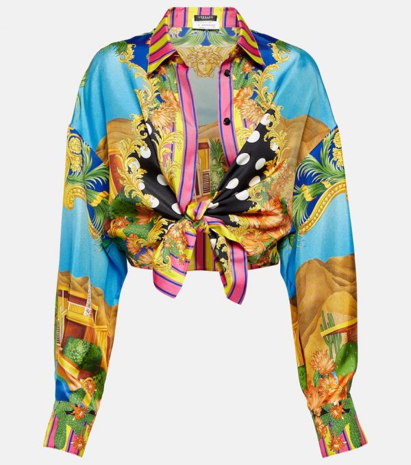Versace Medusa Palm Springs tie-front silk blouse