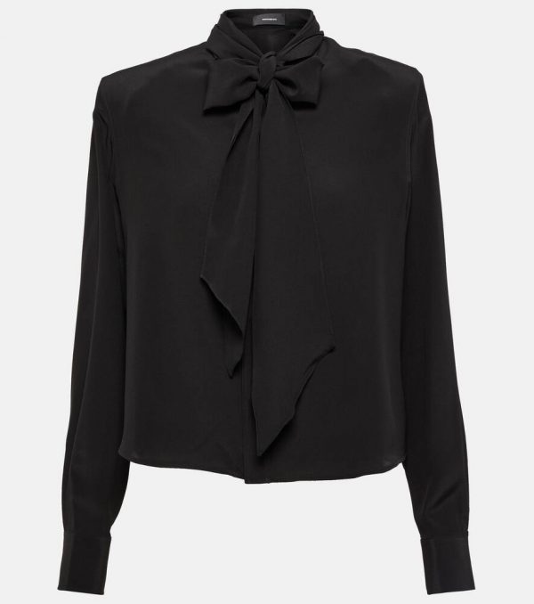 Wardrobe.NYC Tie-neck silk crêpe de chine blouse