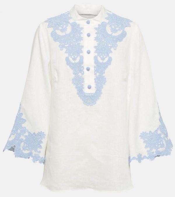 Zimmermann Embroidered linen blouse