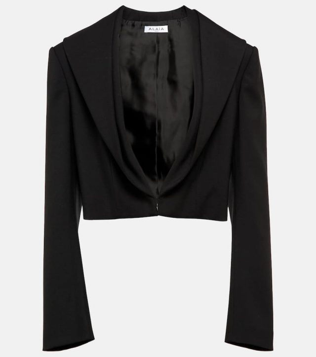 Alaïa Cropped wool twill blazer