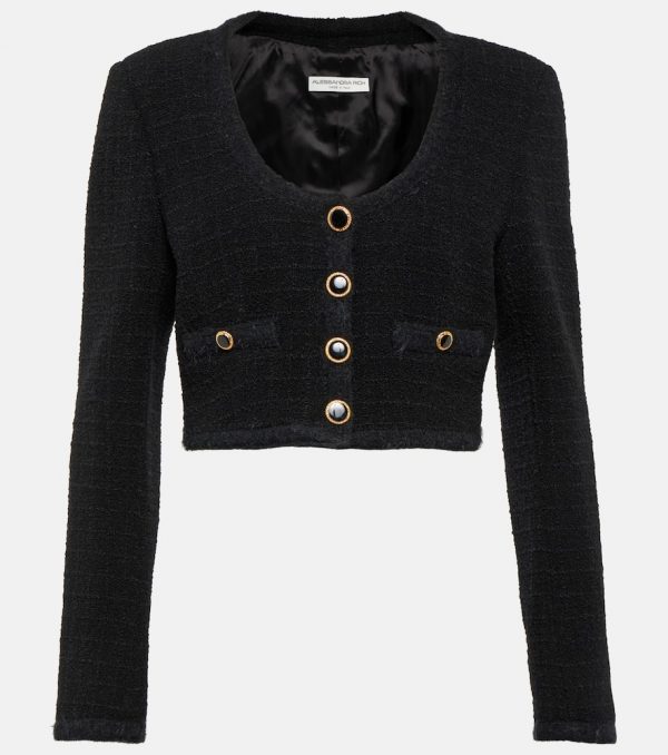 Alessandra Rich Checked cropped tweed blazer