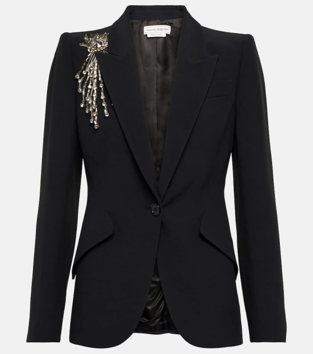 Alexander McQueen Embellished crêpe blazer