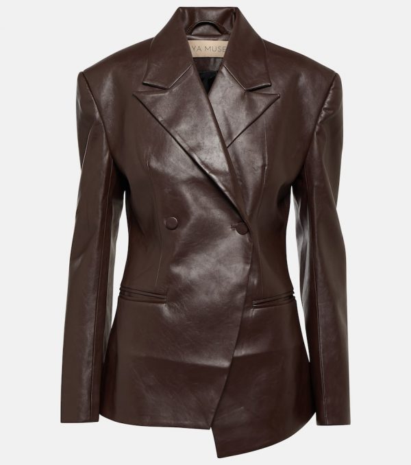 Aya Muse Mille double-breasted faux leather blazer