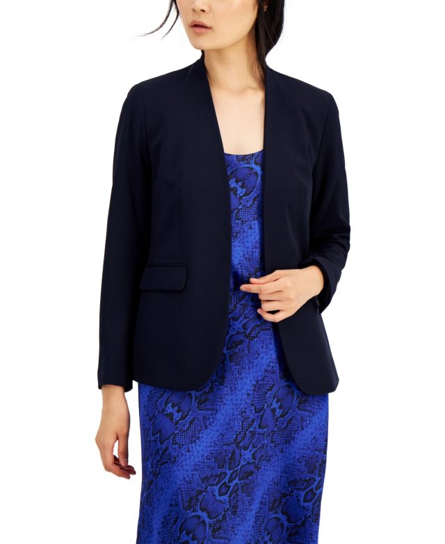 Bar Iii Women's Collarless Open-Front Blazer, Created for Macy's - Navy