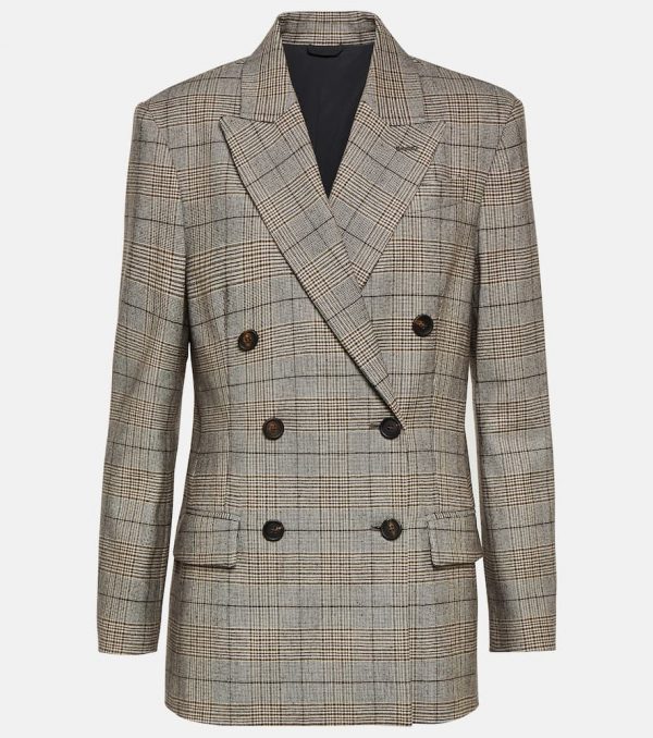 Brunello Cucinelli Checked wool and cotton-blend blazer