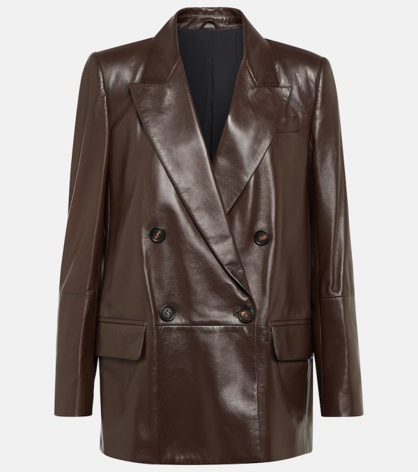 Brunello Cucinelli Double-breasted leather blazer