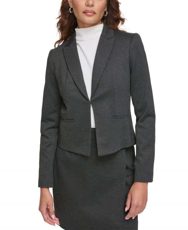 Calvin Klein Petite Open-Front Blazer - Black/Charcoal