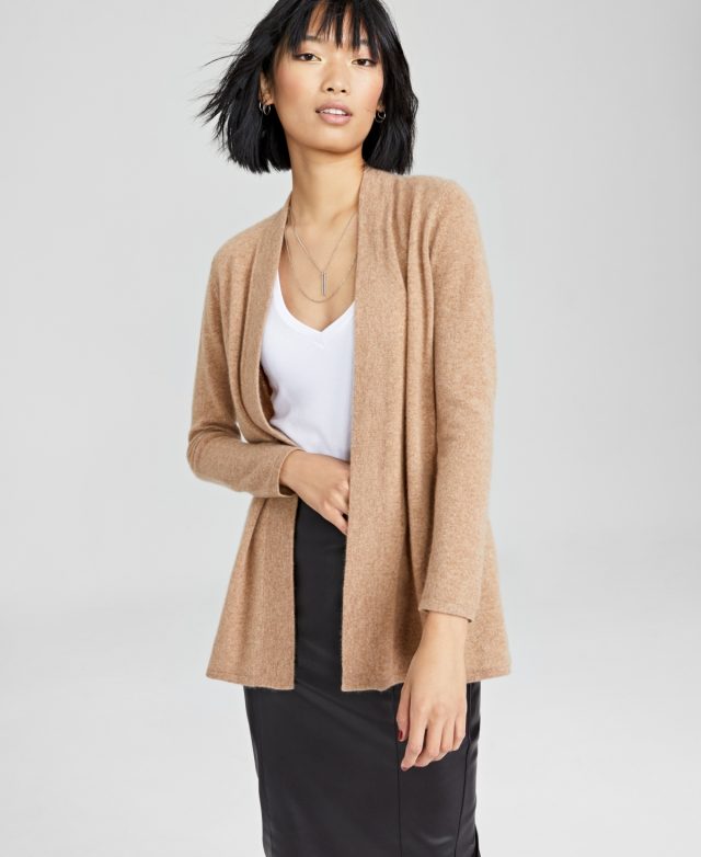 Charter Club Women's 100% Cashmere Duster Sweater, Created for Macy's - Heather Camel