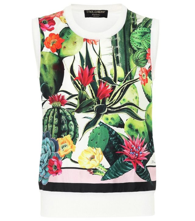 Dolce&Gabbana Printed silk and cashmere sweater vest